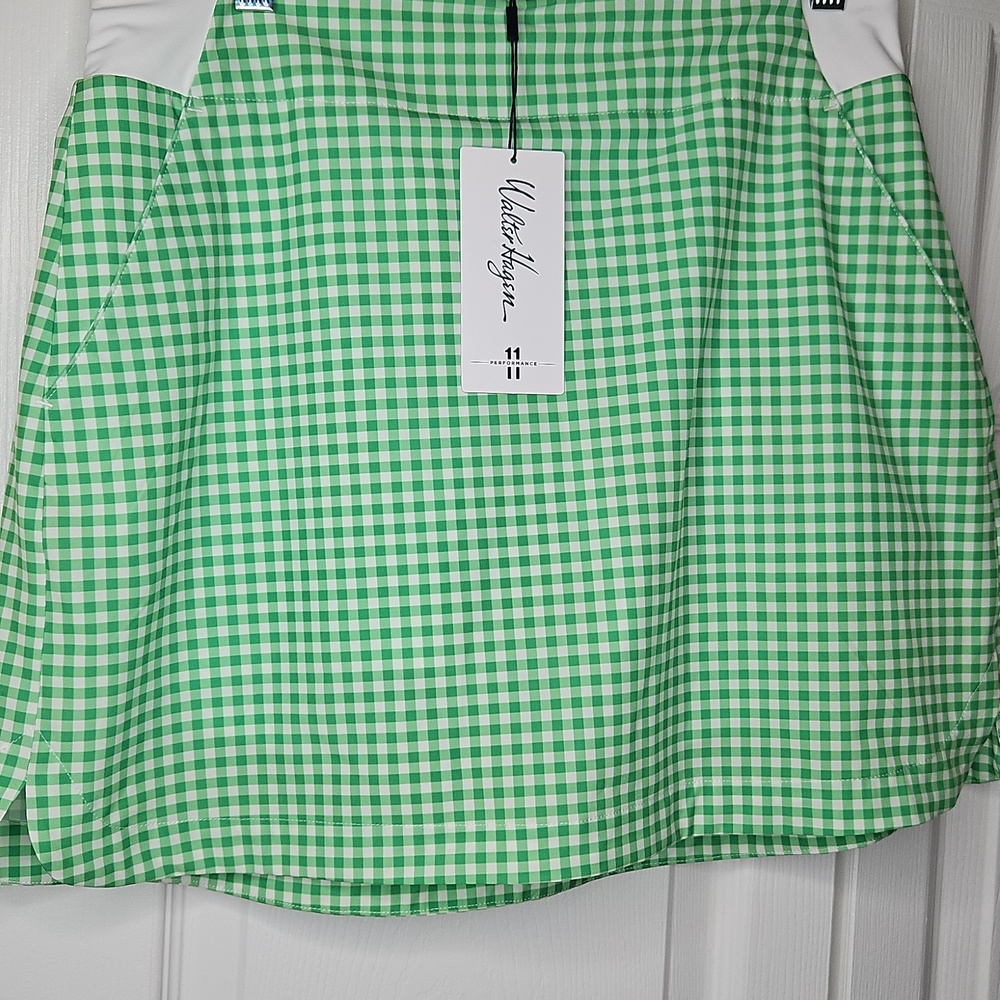NWT Walter Hagen Performance 11 Knit Skort Green And White Checks Size M